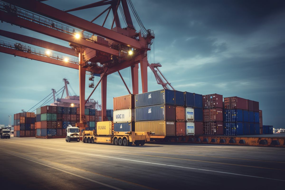 FANNEC Solution – container terminal with ship-to-shore crane and freight trucks at the Port of Dar es Salaam